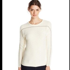 Paige Ivory white Helena Wool Lambswool/Cashmere/Angora blend sweater Sz M